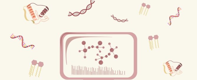 Elementos de ómicas con ordenador central analizando datos moleculares